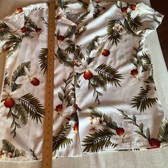 Two Palms Hawaiian Shirt Mens Large White Tropical Floral Rayon Made in Hawaii