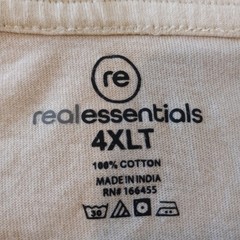 Mens 4XLT Tall Henley Real essentials cotton beige soft top t-shirt