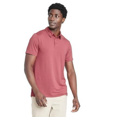 Jersey Polo Shirt All in Motion Wicking Stretch No Roll Collar 3 button Wicking