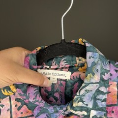 Men’s Basic Options Short Sleeve Batik Cotton Shirt, Multiple Pattern Size M