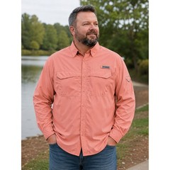 Columbia PFG Bahama II LS Fishing Shirt Mens Large Coral Pink Vented Ripstop