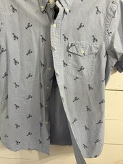 Ralph Lauren Shirt Mens Medium Blue Lobster Chambray Nautical Casual Preppy AOP