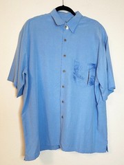 Bamboo Cay Aloha Hawaiian Islands Embroidered Camp Shirt Men’s Large Blue Hidden
