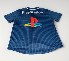 NEW Sony PlayStation Kanji Logo Men’s Button-Up SS Blue Baseball Jersey Size: M