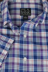 Jos A Bank Men’s Blue Purple & White Check Cotton Casual Shirt L Large