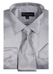 Men’s Fashion Shiny Satin Dress Shirt With Tie And Handkerchief 10 colors SG08
