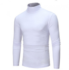 Men’s Base T-shirt Long Sleeve Half High Neck Solid Color Slim-fit Big Size Top