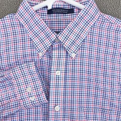 Mast 1883 Store Button Up Shirt Mens Large Long Sleeve Blue Check Casual Cotton