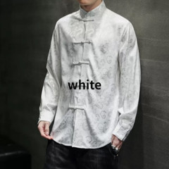 Chinese Style Men Jacquard Shirt Tang Suit Top Kung Fu Frog Button Ethnic Jacket