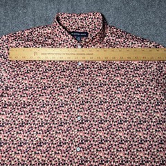 Mizzen+Main Classic Fit Men XL Performance Short Sleeve Shirt Orange Geometric