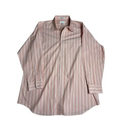 Paul Fredrick Mens Dress Shirt 18-35 Vertical Stripe Orange White Cotton