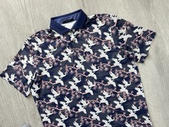 Greyson Performance Audubon Polo Flying Cranes Floral All Over Print Men’s Large