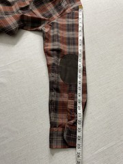 TASSO ELBA Mens L 16-16.5 Plaid Button Up Shirt Suede Elbow Patches Cotton Brown