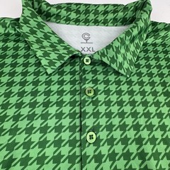 Caddy Cart Golf Polo Shirt Mens 2XL Green Geometric Performance Stretch UPF 50