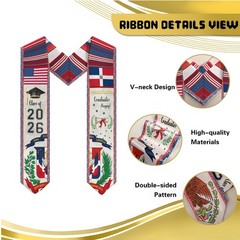Dominican Republic Graduation Sash, Dominican Republic American Flag Graduati…