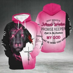 Personalized Name Lion Cross Light Way Maker Miracle Worker Jesus 3D Shirt