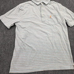 Johnnie-O Mens Hangin Out Polo Shirt Medium Blue Orange Striped Short Sleeve M