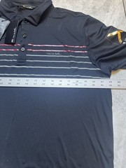 TravisMathew Prestige Pure Men’s Polo Shirt Striped Black/Red Performance Golf L