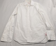 Thomas Pink Dress Shirt Mens 16 Slim White French Cuff Cotton Solid