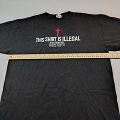 Vtg Jesus Shirt Illegal in 51 Countries Power of God Cross T Shirt Mens Sz L