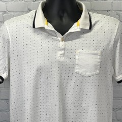 Armani Exchange Polo Shirt AX Spotted Polka Dot Pocket White Mens M Medium