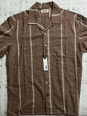 Taylor Stitch Men’s the Hawthorne Shirt in Dried Fig Stripe Size L 42