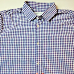 Mizzen + Main Men’s XXL Dress Shirt Leeward Trim Fit Blue Purple White Plaid