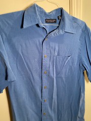 Roundtree & Yorke Mens Medium Blue Short Sleeve Button Front Shirt EUC / Soft !