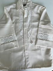 Vintage Iolani Hawaii Beau Tiki Men’s White Cream Hawaiian Shirt Size Medium