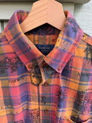 Cambridge Classics Plaid Shirt Nautical Compass Pastel Short Sleeve Med Mervyns