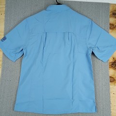 Dri-Duck Fishing Shirt Mens Small Blue UPF 40 Teflon ROMCO Short Sleeve Outdoor