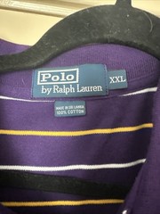 Ralph Lauren Classic Purple, White & Gold Polo Striped XXL 100% Cotton