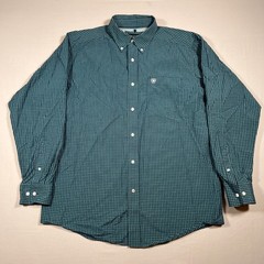 Ariat Pro Series Mens Large Blue Plaid Long Sleeve Western Button Down Shirt