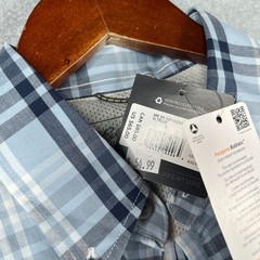 Eddie BauerVoyager Shirt Sleeve Button UP Shirt Blue Plaid CLassic S NEW NWT