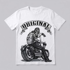 Original Biker Skull Graphic T-Shirt Motorcycle Rider Tee