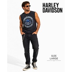 Harley Davidson Men’s Black Acid Wash Skull Graphic Tank Top Size Large