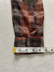 TASSO ELBA Mens L 16-16.5 Plaid Button Up Shirt Suede Elbow Patches Cotton Brown