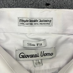 Giovanni Uomo Slim Fit White Button Down Dress Shirt Mens 17.5 32-33