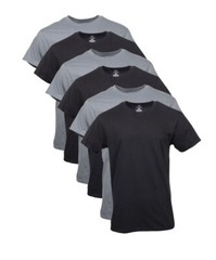 New George Men’s Assorted Crew T-Shirts, 6-Pack, Size Small (34-36) – Black/Grey