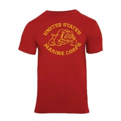 USMC Red & Gold Bulldog T-Shirt- Marine Corps Vintage Style Design Shirt