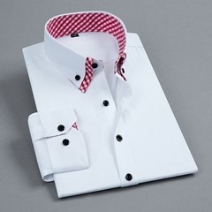 Mens Dress Shirts Long Sleeves Formal Slim Business Double Collar Casual Shirts