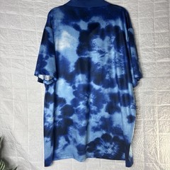 Men’s XL Blue Tie Dye Performance Golf Polo Shirt Stretch Polyester Spandex