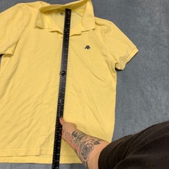 Aeropostale Polo Shirt Mens Large Yellow Logo Golf Tennis Performance Side Slit