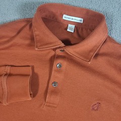 Peter Millar Crown Long Sleeve Polo Shirt Size Large Burnt Orange