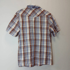Elixir mens large pearl snap button down shirt rust earthtone brown western