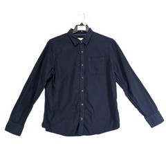 Fat Face UK Navy Linen Cotton Long Sleeve Button Shirt Mens L Coastal Casual