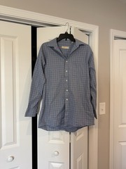 Michael Kors Blue Plaid Button Down Men’s Shirt Size 15.5 32/33