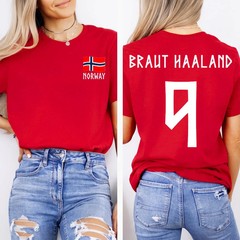 Retro Haaland 9 Norway Soccer Unisex Tee, Erling Haaland Shirt, Norway Flag