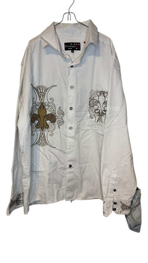 Royal Prestige PD Men Shirt Y2k Western Button Up Fleur De Lis Gothic 2XL