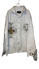 Royal Prestige PD Men Shirt Y2k Western Button Up Fleur De Lis Gothic 2XL
